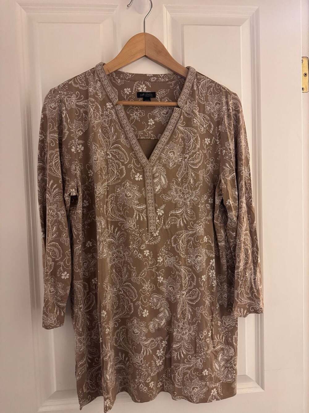 J.Jill Wearever Collection Tunic Size M Brown Paisley